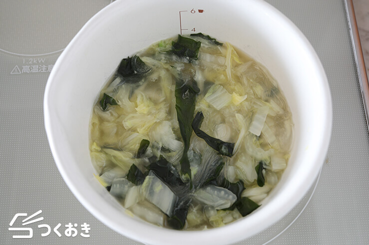 白菜の春雨たまごスープの手順写真その２
