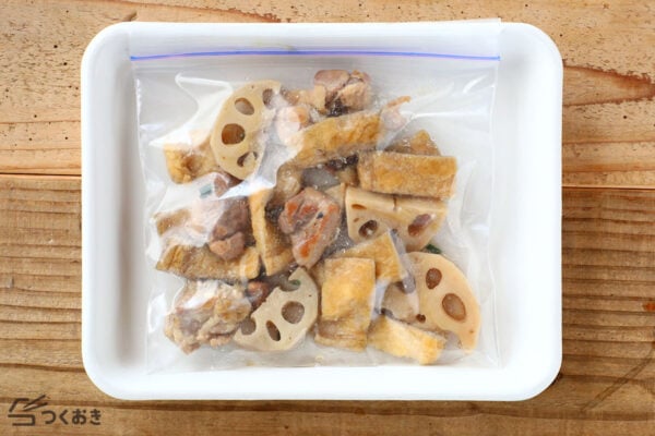 れんこんと鶏肉と油揚げの煮物のレシピ 作り方 つくおき