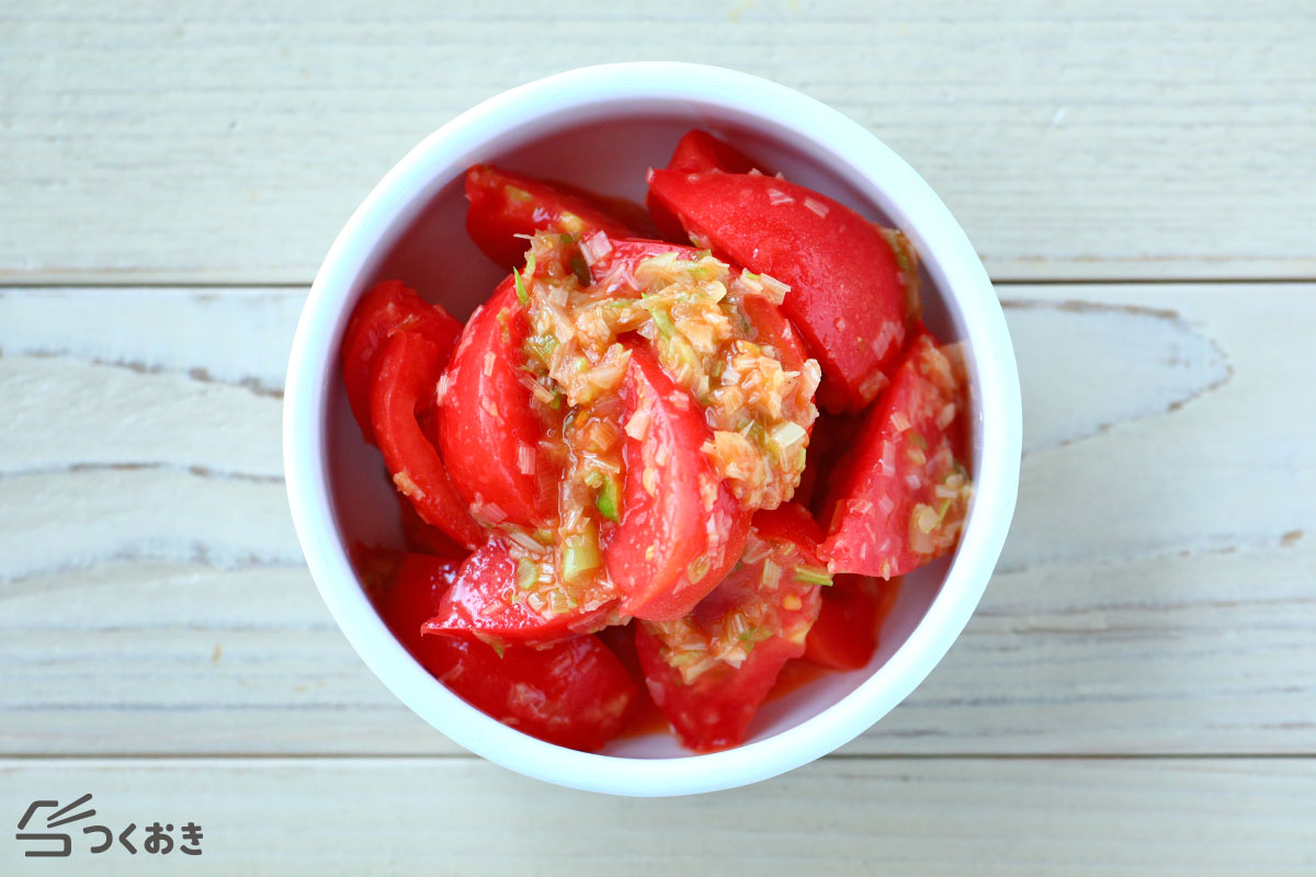 トマトと長ねぎのナムルの冷蔵保存写真