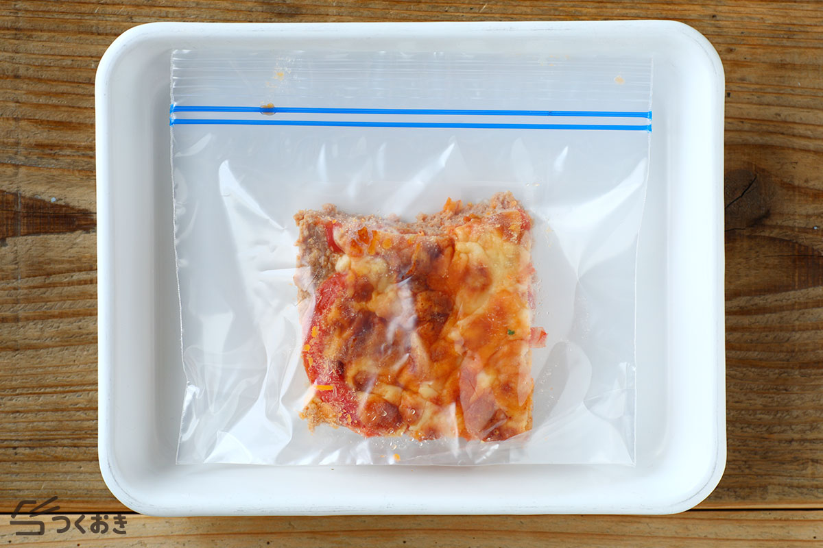 スコップトマトチーズハンバーグの冷凍保存写真