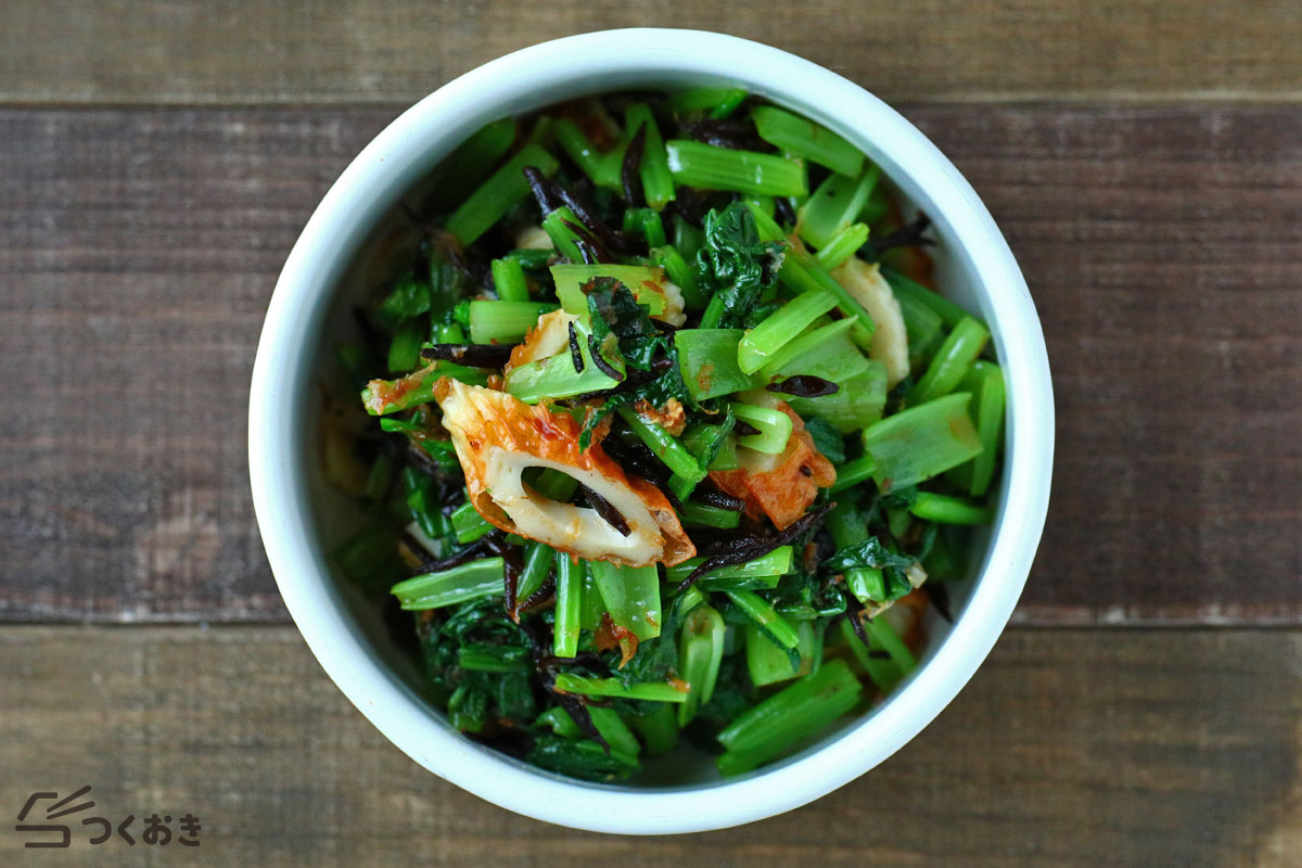 小松菜とちくわとひじきの和風サラダの冷蔵保存写真