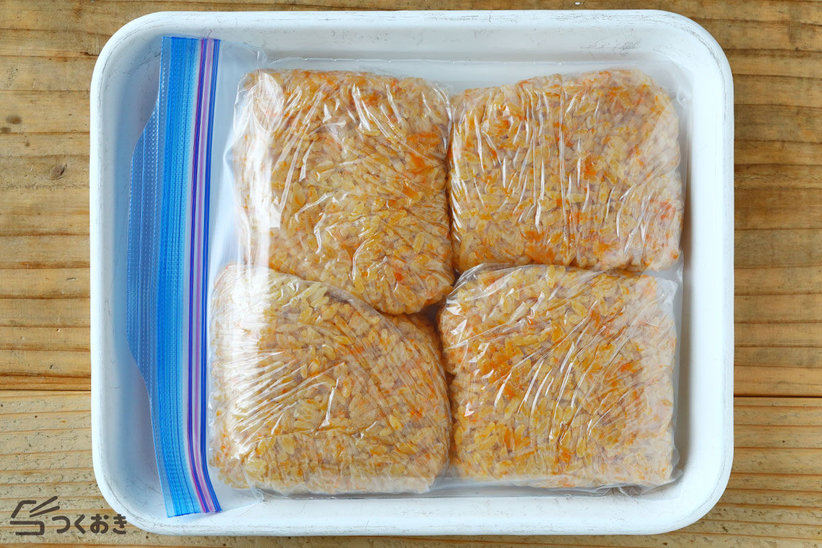 にんじんとめんつゆの炊き込みご飯の冷凍保存写真