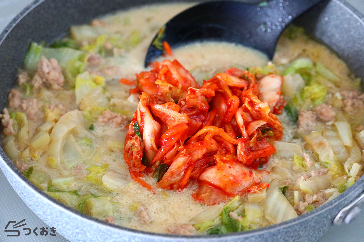 白菜とキムチの豆乳スープの手順写真その5