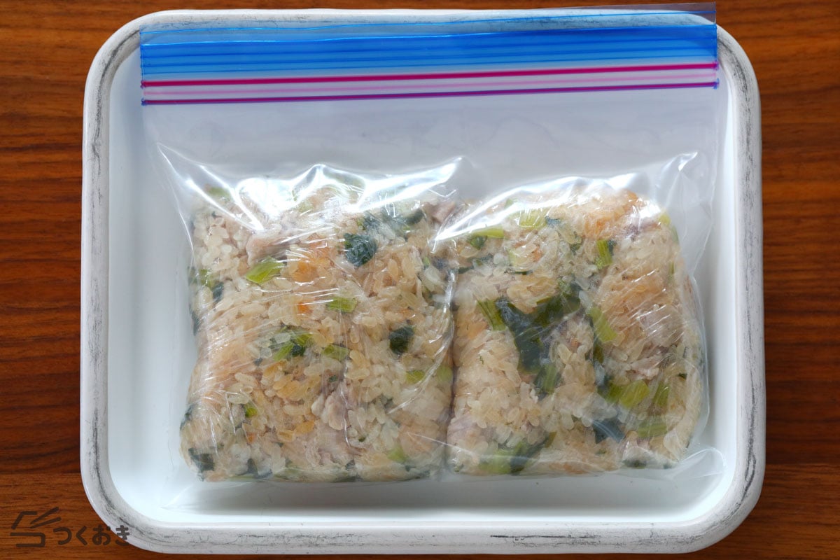 豚バラと青菜の中華風おこわ(ツァイファン風)の冷蔵保存写真