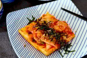 とろりチーズの厚揚げキムチのっけ焼きの写真