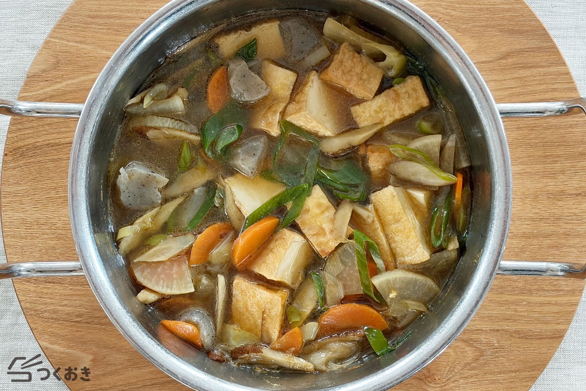 野菜たっぷり 簡単けんちん汁の冷蔵保存写真