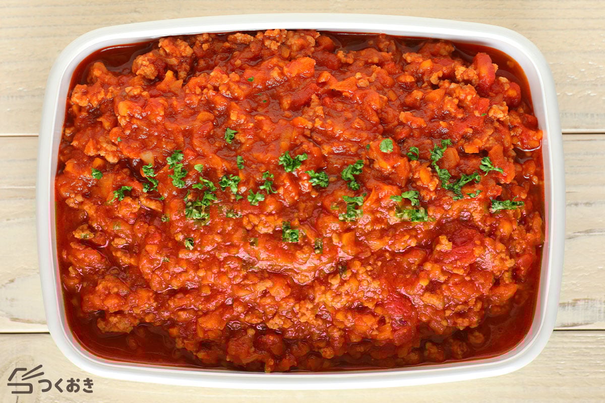 簡単本格的！濃厚ミートソースの冷蔵保存写真