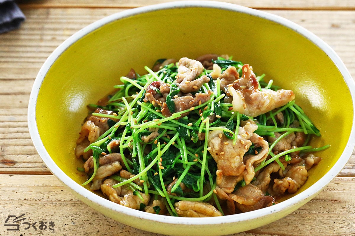 包丁いらずで簡単！豆苗と豚肉の中華風炒め