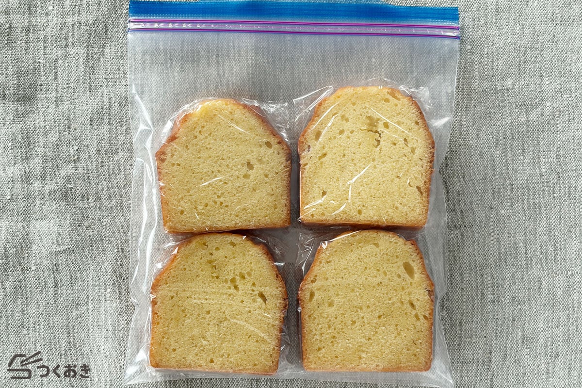 基本のパウンドケーキの冷蔵保存写真