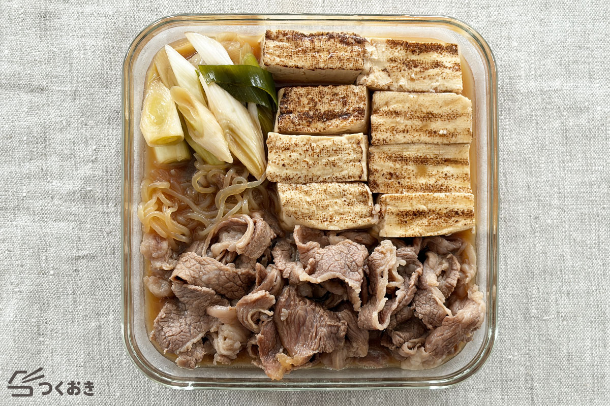 味しみで肉やわらか！肉豆腐の冷蔵保存写真