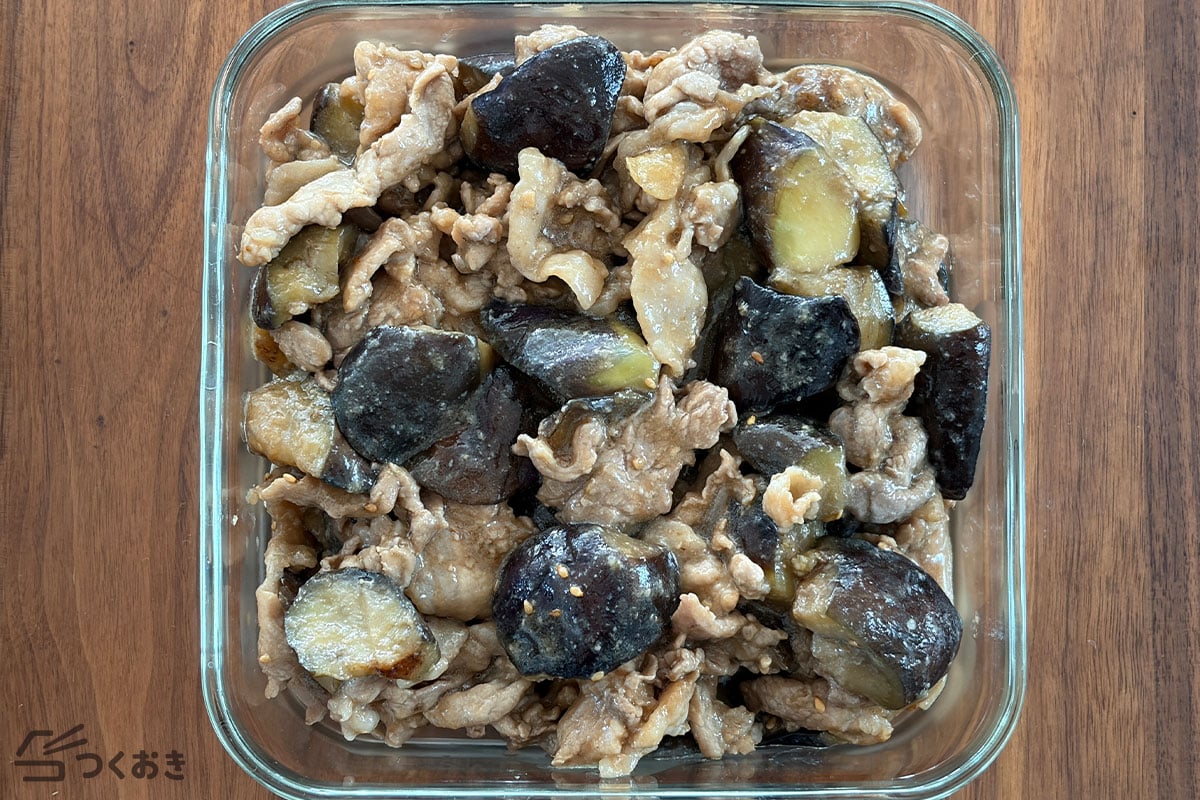 ご飯がすすむ！なすと豚肉のみそ炒めの冷蔵保存写真